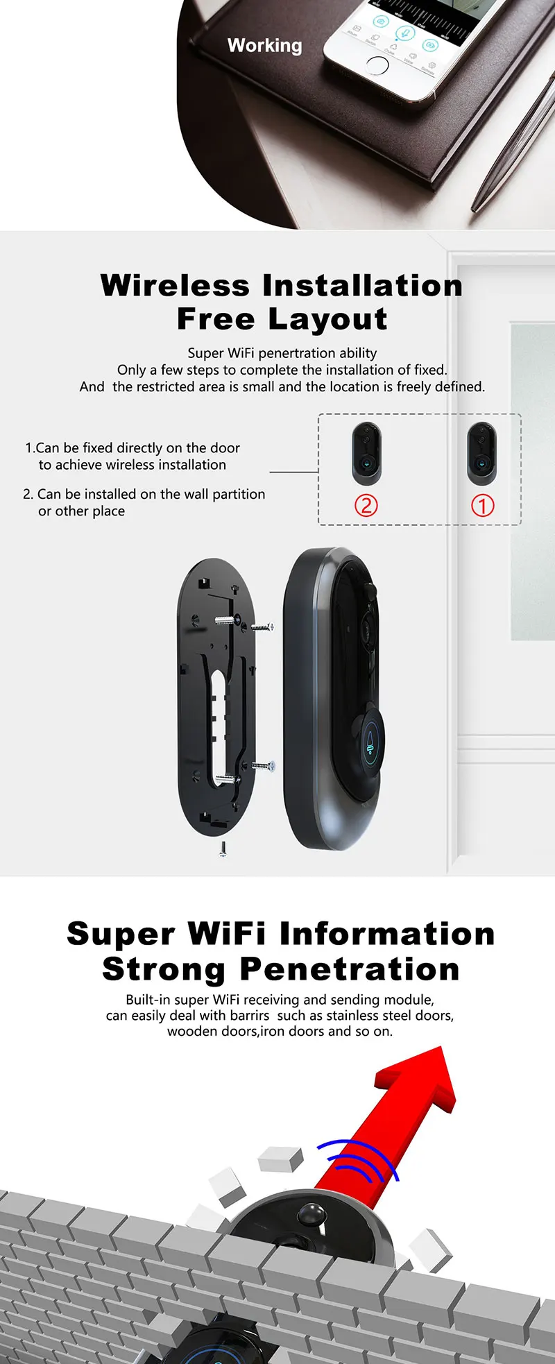 WI-FI IP дверной звонок 720 P Smart Беспроводной видеодомофон Камера M108 ИК Ночное видение обнаружения движения сигнализации двухстороннее аудио