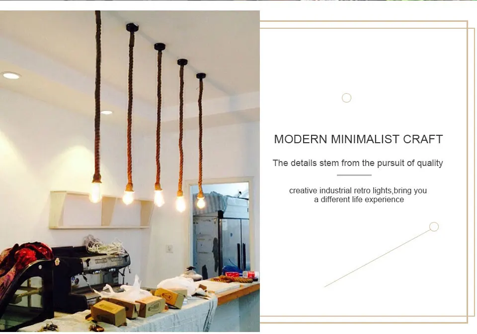 EeeToo Vintage Rope Pendant Lights Single Double Head Modern Ceiling Pendant Lamps Hand-woven E27 Loft Hanging Light Fixture (7)