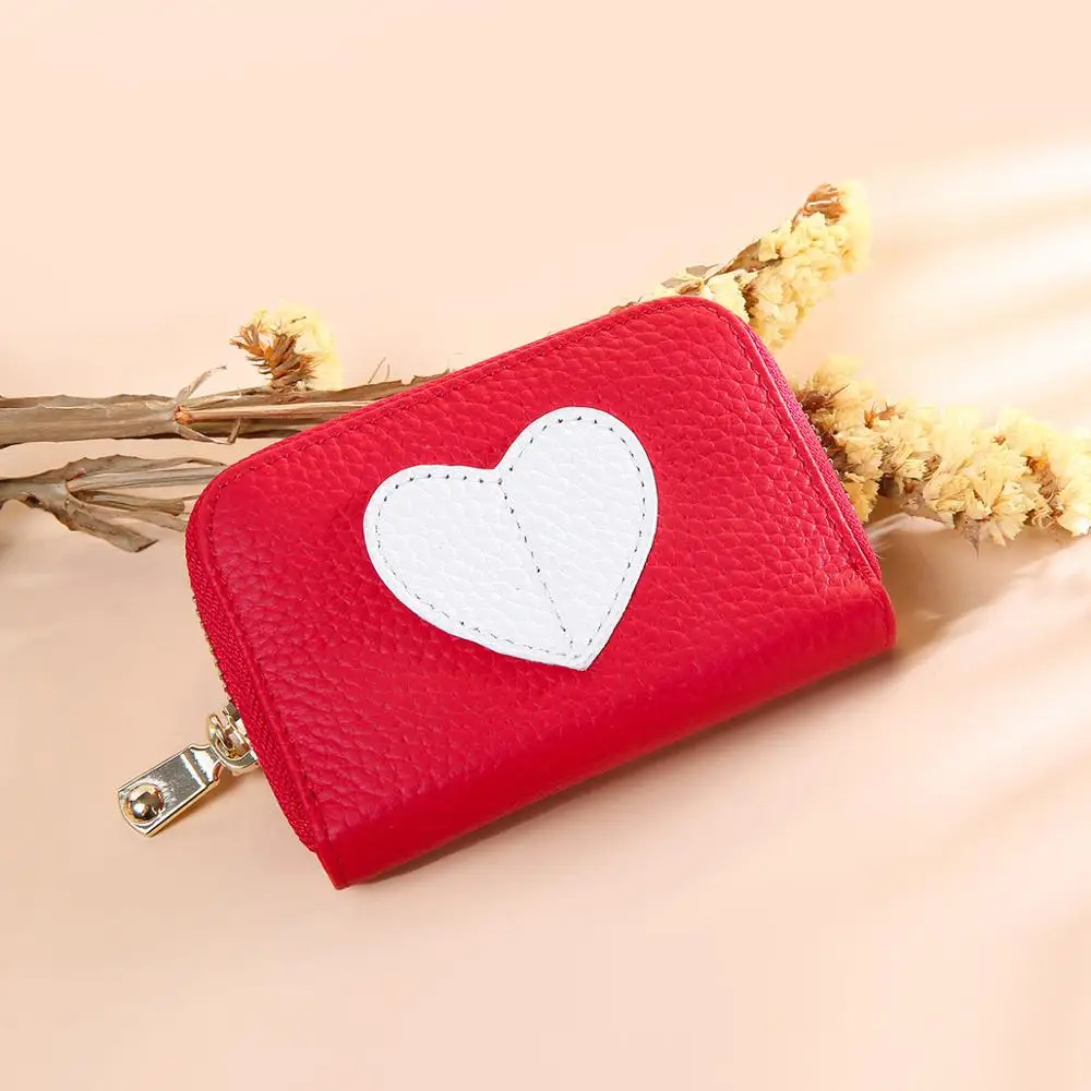 Genuine Leather Wallet Hearts | Mini Wallet Women Heart