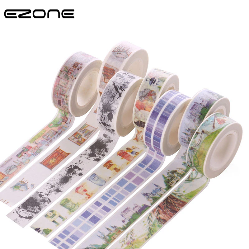 

EZONE Creative Trends Washi Tape Printed Cute /Castle/Blue Grid/Subway/Insect DIY Album Diary Decoration Masking Tape Stayionery