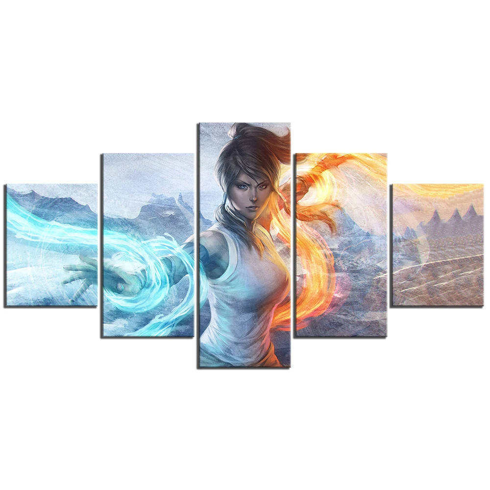 5 шт. аватара последний воздушный бандер Korra Aura рисунок HD печать на холсте