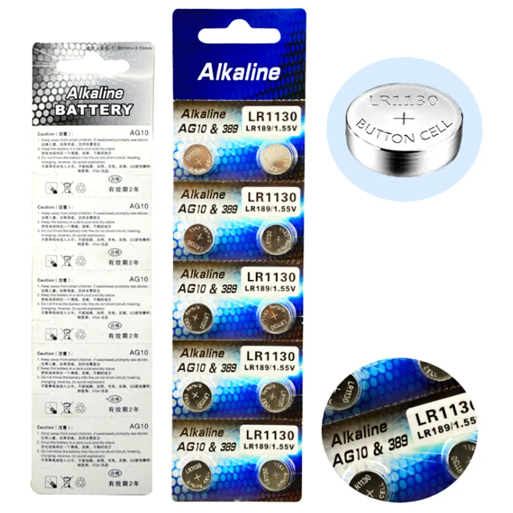 Дешево с фабрики Горячая часы Батарея 10 шт. 1,55 V AG10 LR54 LR1130 L1131 389 189 щелочные батареи таблеточного монета