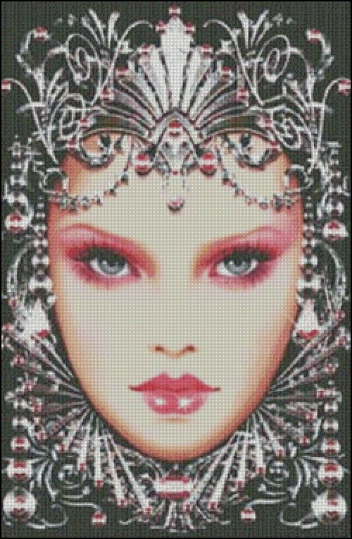 Buy Needlework,Fashion Art Beauty Queen People 14CT Canvas Embroidery,DIY DMC