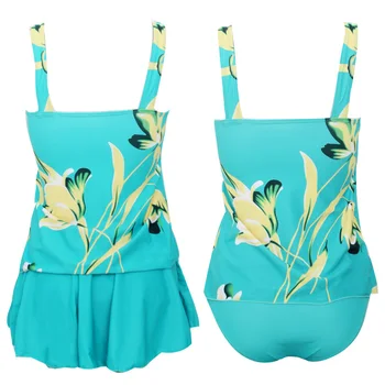 

Women Tops+Skirt+Panties Swimsuit Set Print Fast Dry Breathable Padded Wire-free Bathing Suit YS-BUY