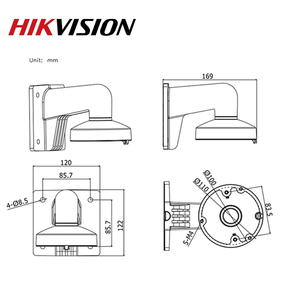 Hikvision IP камера настенный кронштейн DS-1272ZJ-110 подходит для купольной камеры s крытый и открытый hik аксессуары