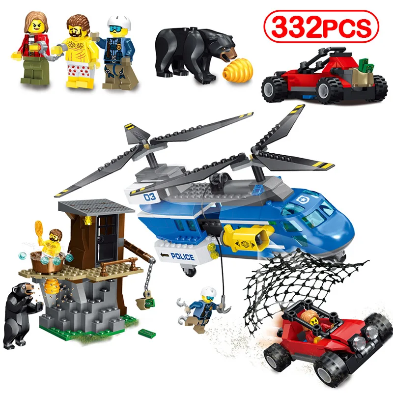 

Police Figures Building Blocks Mountain Arrest Action Bricks Compatible Legoinglys Aerial Pursuit Bear 60173 Plane Car For Kids