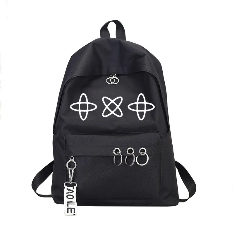 Прекрасный черный розовый Exo Got7 рюкзак для женщин Wanna One Ring Monsta X Twice холст школьная дорожная сумка рюкзак Sac Dos Femme - Цвет: txtR1
