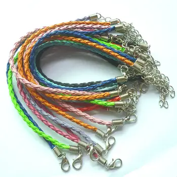 

50pcs Braided Necklace pu Leather Cord With Lobster Clasp Mix Weave String Jewelry Accessories Materials To Make Necklaces NC7