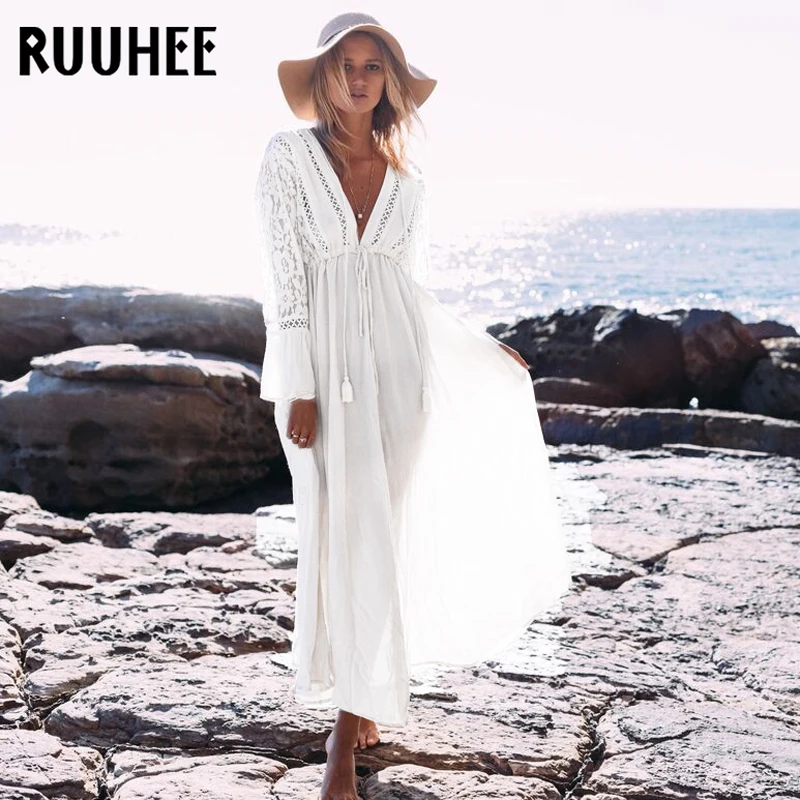 Женский купальный костюм RUUHEE с v образным вырезом и поясом пляжная одежда летнее