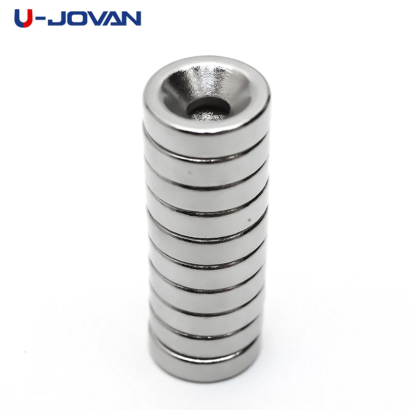 

U-JOVAN 50pcs 10mm x 3mm Hole : 3mm N35 Super Strong Round Neodymium Ring Magnets Rare Earth Permanet Magnet