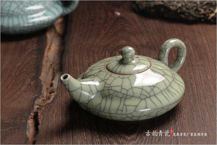 Китайский Селадон Longquan чайник хрустящая глазурь Ge печи чайники 300 мл