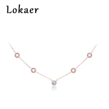 Lokaer Классическая титановая сталь 5 шт. круги с кубическим цирконием чокер ожерелье золотой цвет милый 316L подвески ювелирные изделия для женщин