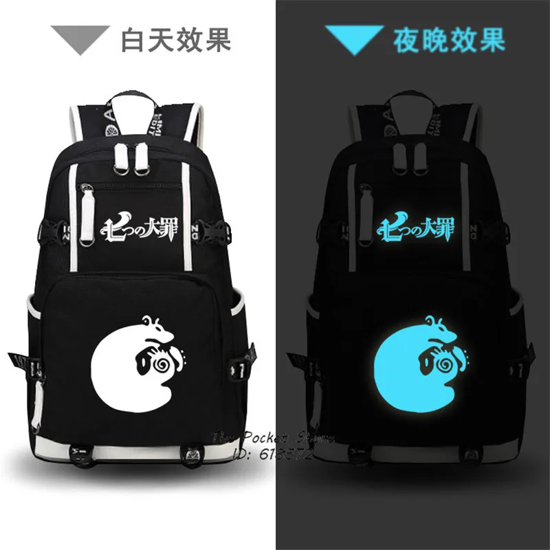 

Hot Anime The Seven Deadly Sins Meliodas Ban King Cosplay Tattoo Printing Backpack Canvas Laptop Backpack Cartoon School Bags