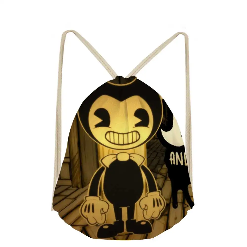 

bendy costume Drawstring Bag bendy and the ink machine Students Small School Bags Kids Travel Bags Boys Girls Beach Bags