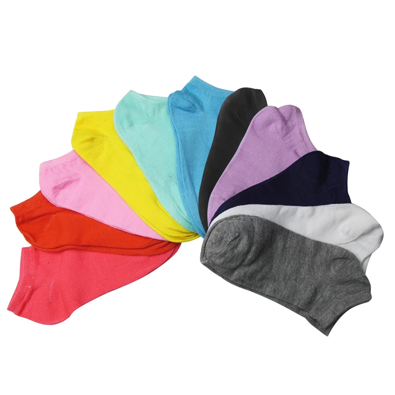 10Pair Women's Socks Short Candy Color Dot Cute Art Socks Female Thin Ankle Cotton Blends Socks Low Cut Sock