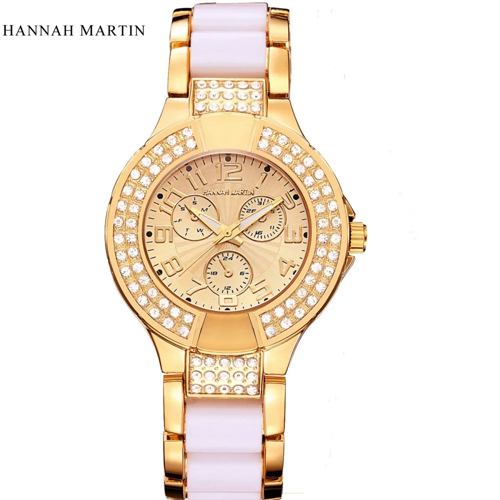 

Fashion Women Watches Diamond Analog Display Stainless Steel Elegant Quartz Watch Life Waterproof Gift Lady Gold Watch With Box
