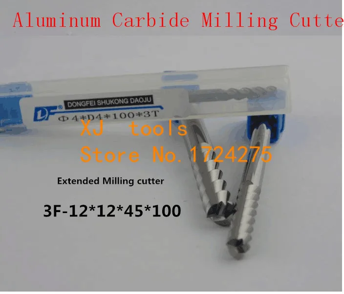 

Free Shipping 12.0mm Long End Mill 12*12*45*100L 3 Flutes Aluminum Carbide End mills,Carbide CNC End mill Router Bits,lathe tool