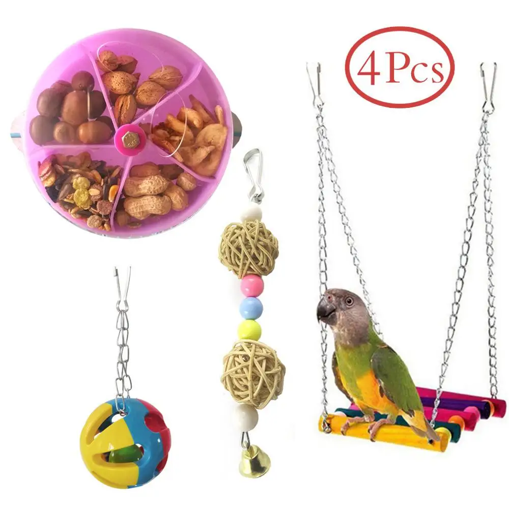 LHXMAS PET STORE Pet Bird Parrot Toys with Hanging bells and Chain