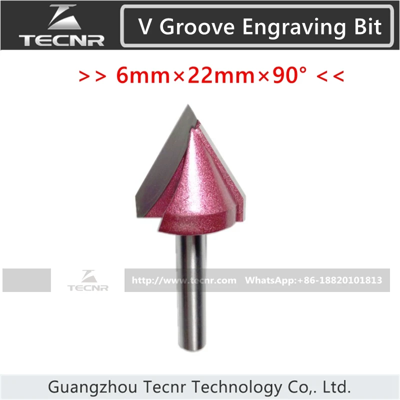 CNC Engraving 3D Bits V Groove engraving bits 90 Degree 6mm x 32mm V Groove Acrylic Wood chamfer