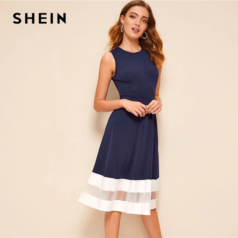 SHEIN متعدد الألوان تعادل عارية الذراعين الاستوائية طباعة الصيف بوهو مثير اللباس المرأة كم كاب صالح ومضيئة العميق V الرقبة البسيطة فساتين