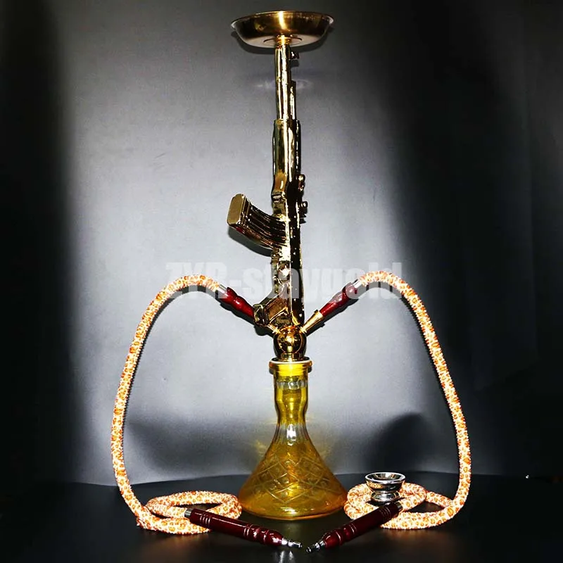Glass Hookah Ak47 Shisha Narguile Double Hoses Water Pipe Smoking Bowl