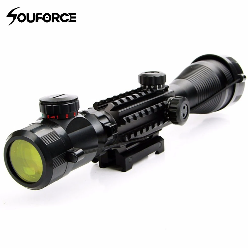 

New 4-12x50EG Tactical Optical Riflescope with Illuminated 4 Reticle Sight Red Green with Side Rails & Mount for Hunting Airsoft