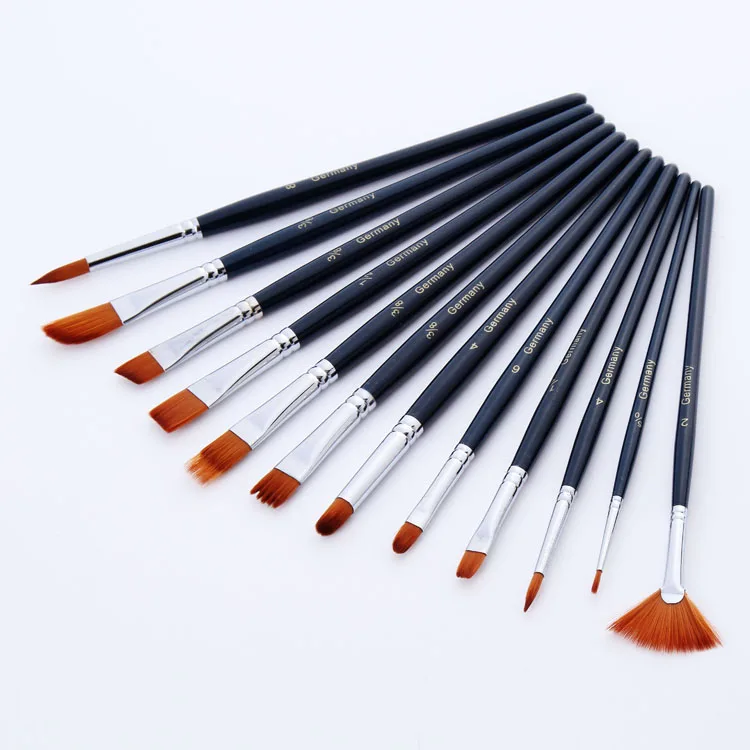 12pcs professional multipoint nylon hair oil painting brush set acrylic paint brushacrylic