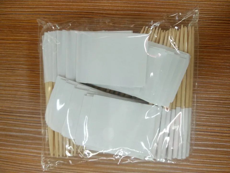 AhfuLife 200 stuks lege tandenstokervlaggen, voedseletiketten voor buffetten, witte tandenstokervlaggen, voedsellabels, cocktailstickvlag voor sandwichvoedsel cupcake toppers verjaardag bruiloft