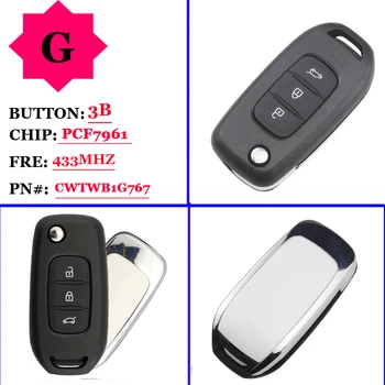 

Free shipping OEM 3 Buttons 433MHz PCF7961 Remote Flip Car Key For Renault Kadjar Captur Symbol Megane 3 CWTWB1G767 No Mark