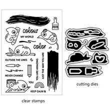 

AZSG Chameleon Metal Cutting Dies and Clear Stamp Set for DIY Scrapbooking Photo Album Decoretive Embossing Stencial ST-CD-023