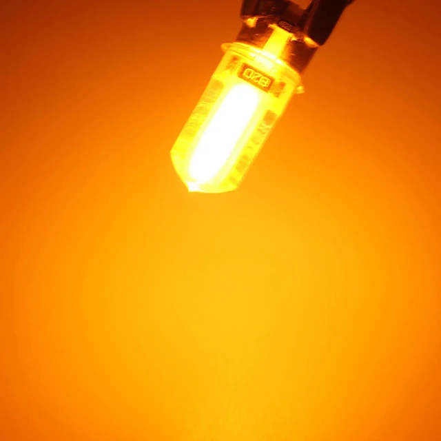 4pcs T10 194 168 W5W COB LED Car Canbus Silicone Width Side Marker License Plate Turn Clearance Lights Signal Lamp Bulb Amber 6