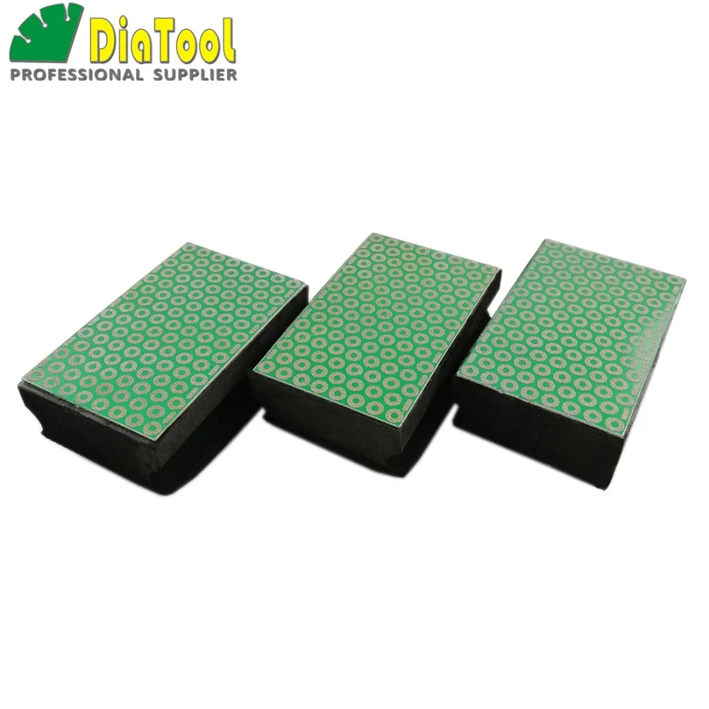 DIATOOL 3pcs Electroplated Diamond Hand Pad 90X55MM Grit #100 Foam Backed Polishing Block | Инструменты