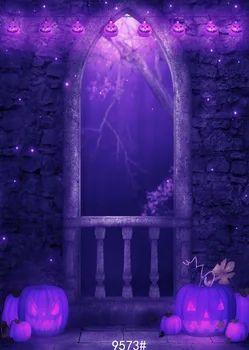 

Evil Pumpkin Outside Brick Wall Photography Backgrounds Halloween Terrible Night Vinyl Cloth Backdrops for Photo Studio