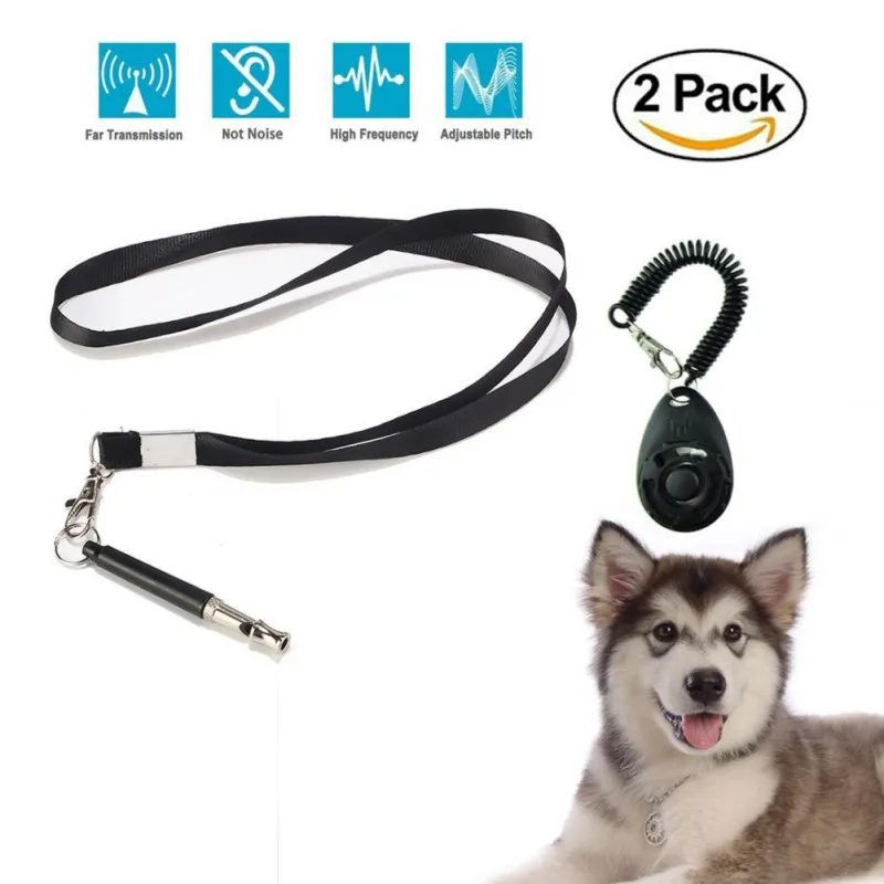 Ultrasonic Dog Whistle To Stop Barking Pet Training Clicker Lanyard Set Pet Dog Training Supplies