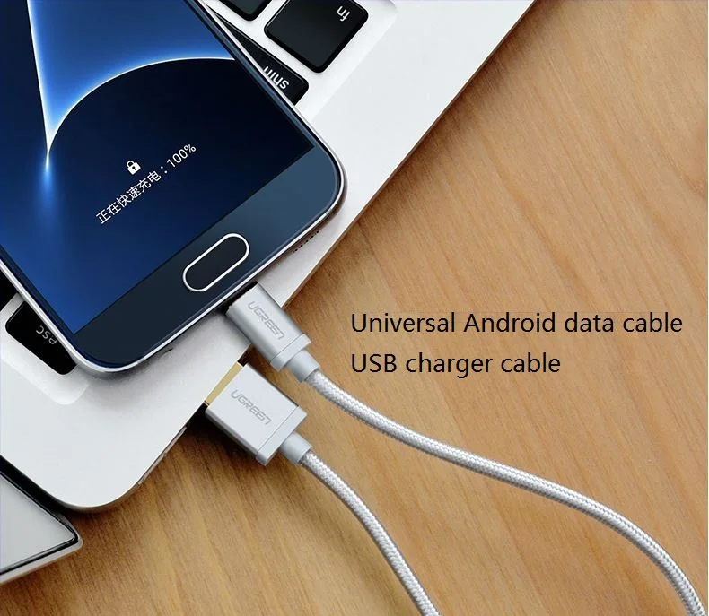 Ugreen Micro USB плетеный кабель, розовое золото, зарядное устройство, USB для Micro USB, кабель для быстрой зарядки для samsung, Xiaomi, htc, планшет, USB шнур
