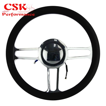 

14" 9-Bolt Trinity Style Half Wrap PVC Steering Wheel +Adapter w/Horn For CHEVY