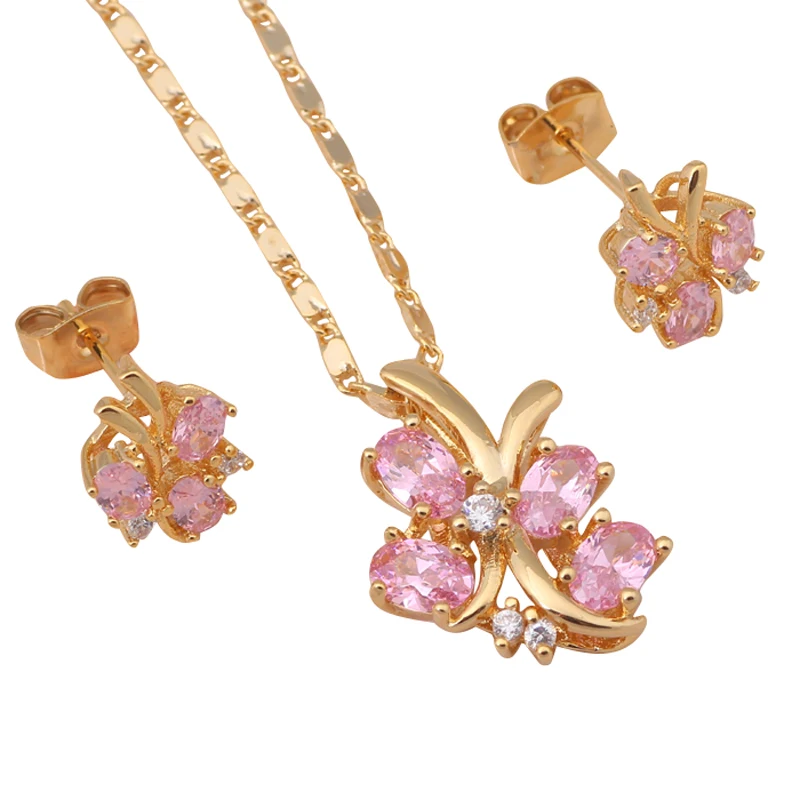 pendientes jewelry for women Australia Crystal Pink Fashion jewelry gold tone Jewelry Sets