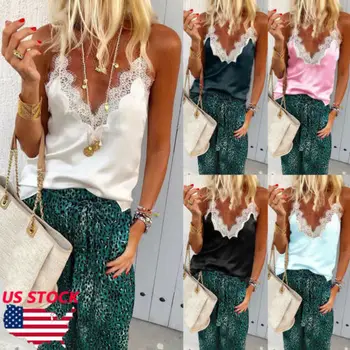 

New Women Summer Lace Vest Top Sleeveless Blouse Casual Tank Tops T-Shirt