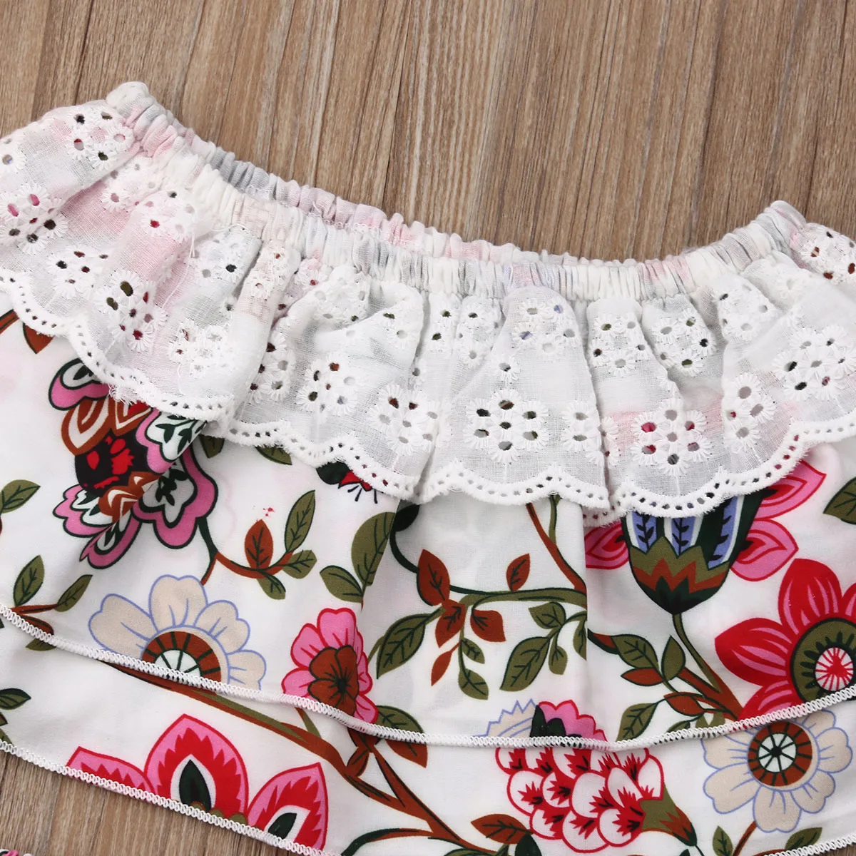 Neugeborenen Baby Mädchen Sommer Kleidung Sets Blumen Off Schulter Crop Tops Shorts Briefs Outfit