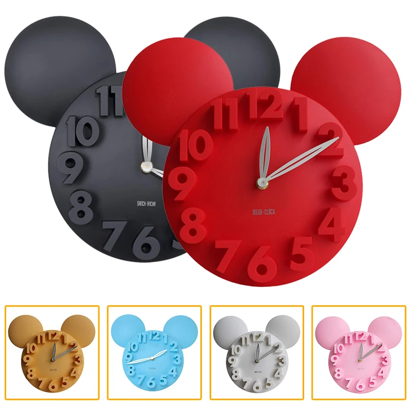 

Modern Design Mickey Mouse Big 3d Wall Clock Battery Operation Digital wall clocks Decoration for Bedroom Living room Kitchen