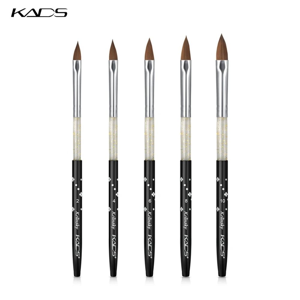 Nail Art Brushes Nail Brushes Nail Art Tools KADS Kolinsky Sable Acrylic Brush Size 2#/4#/6#/8#/10# Acrylic Brush Professional Black Kolinsky Sable Nail Brushes