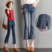 Новые модные джинсы Для женщин расклешенные Штаны Высокая Талия Джинсы Sexy Тонкий Эластичный Skinny Ankle-Длина Штаны Fit леди джинсы плюс Размеры