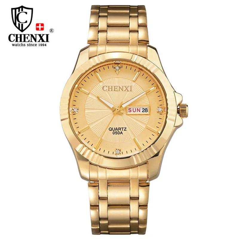 Luxury Brand ChenXi Man Business Watches Stainless Steel Date Hour Gold Wrist Watch For Male Men
