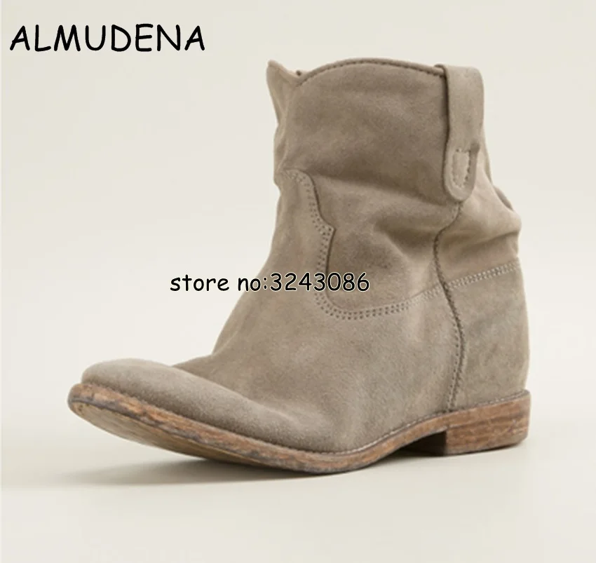 New Arrival Black Gray Suede Ankle Boots Casual Style Flat Women Shoes Spring Autumn Celebrity