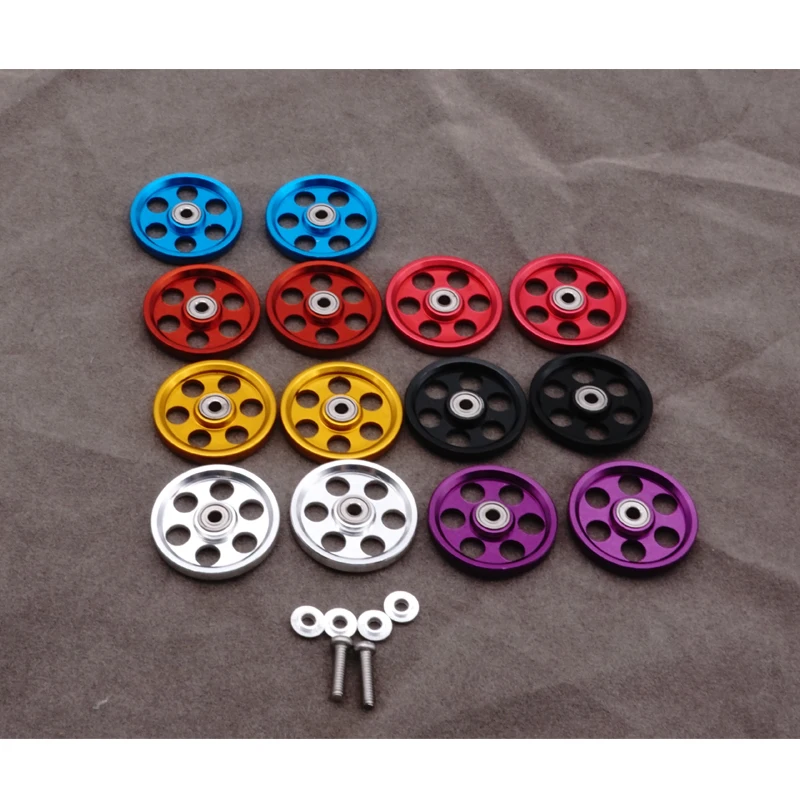 

MINI 4WD self-made tamiya parts aluminium alloy 19mm 6 holes rollers 7color 1 pair price MJ MODEL