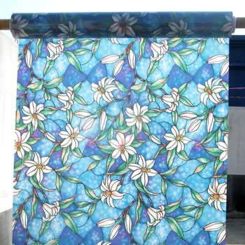 

Frosted Self-adhesive Window Film Stained Glass Sticker PVC Privacy Decorative Electrostatic Orchid Home Decor width 30/35/40/45