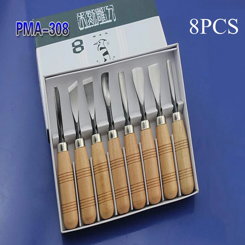 

High quality Promotions The Best Price 8Pcs Dry hand Wood Carving Tools Chip Detail Chisel set Knives tool woodcut knife PMA-308