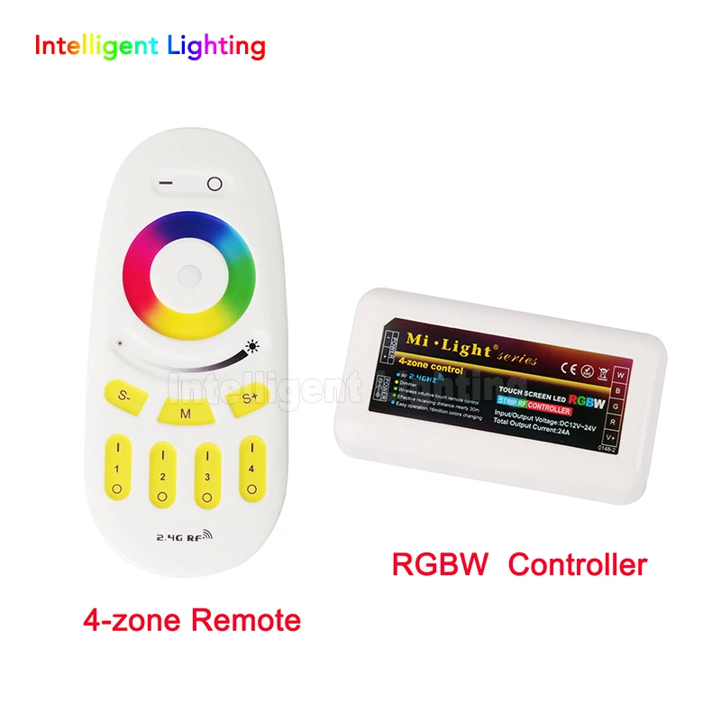 

2.4G Mi Light RGBW RF Remote+1xRGBW Led controller Wireless For RGBW Led Strip Light 12V-24V DC Free Shipping