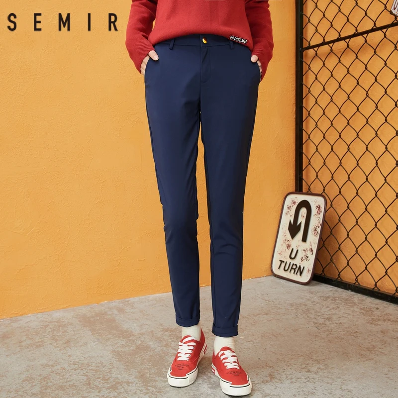 SEMIR женские брюки 2018 зимние узкие повседневные Стрейчевые черные девять cent