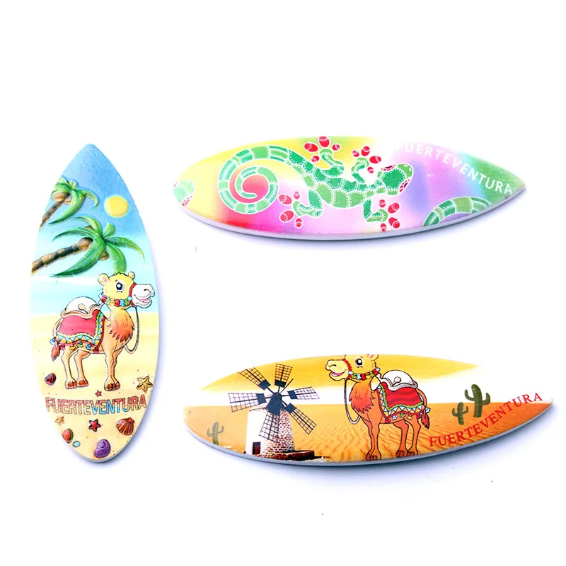 

Hot Selling Newest Fuerteventura Surfboard Resin 3d Magnetic Refrigerator Magnets Creative Souvenirs Whiteboard Sticker